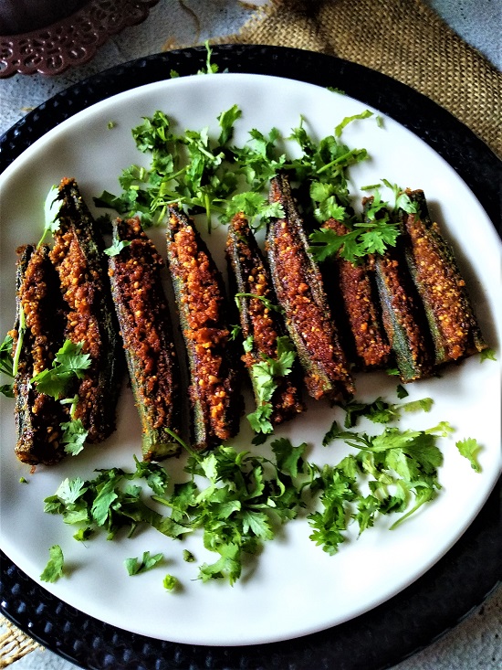 maharashtrian bharli bhendi vegan bharwa bhindi stuffed okra